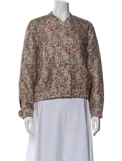 Pre-owned Sézane Floral Print Evening Jacket In Blue