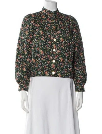 Pre-owned Sézane Floral Print Evening Jacket In Blue