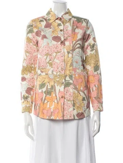 Pre-owned Sézane Floral Print Evening Jacket W/ Tags In Neutral