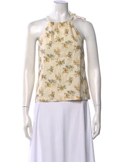 Pre-owned Sézane Floral Print Halterneck Top In Neutral
