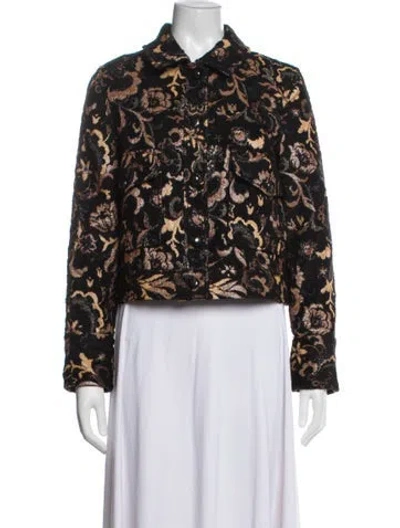 Pre-owned Sézane Floral Print Jacket In Black