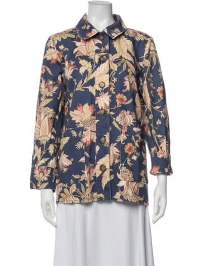 Pre-owned Sézane Floral Print Jacket In Blue