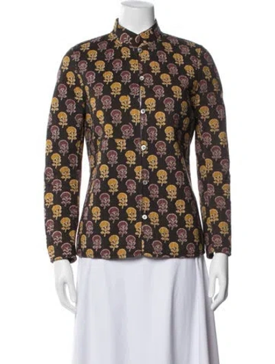Pre-owned Sézane Floral Print Jacket In Brown
