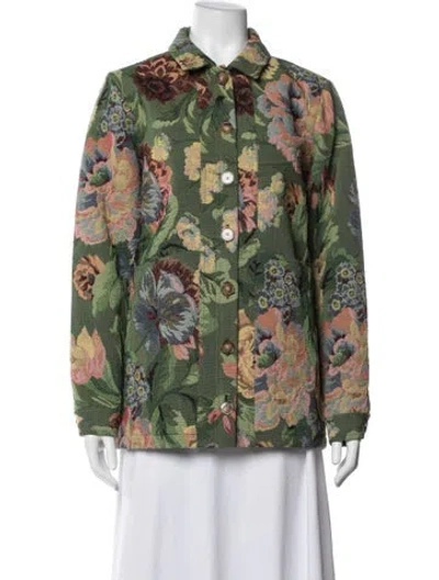 Pre-owned Sézane Floral Print Jacket In Green