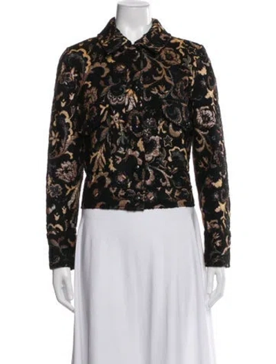 Pre-owned Sézane Floral Print Jacket W/ Tags In Black