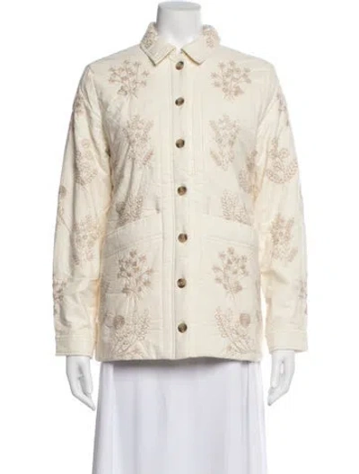 Pre-owned Sézane Floral Print Jacket W/ Tags In Neutral