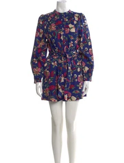 Pre-owned Sézane Floral Print Jumpsuit In Blue