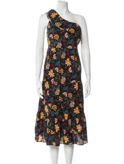 Pre-owned Sézane Floral Print Knee-length Dress In Black