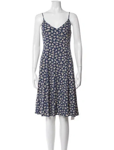 Pre-owned Sézane Floral Print Knee-length Dress In Blue