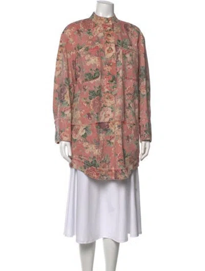 Pre-owned Sézane Floral Print Knee-length Dress In Pink
