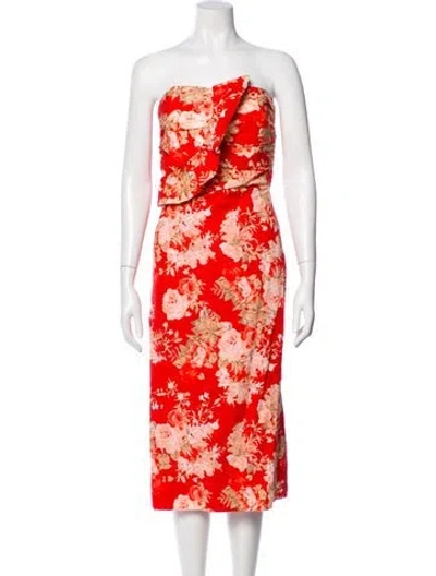 Pre-owned Sézane Floral Print Knee-length Dress In Red