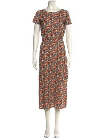 Pre-owned Sézane Floral Print Knee-length Dress In Yellow
