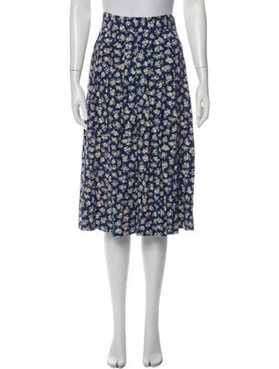 Pre-owned Sézane Floral Print Knee-length Skirt In Blue