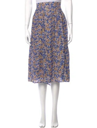 Pre-owned Sézane Floral Print Knee-length Skirt In Blue
