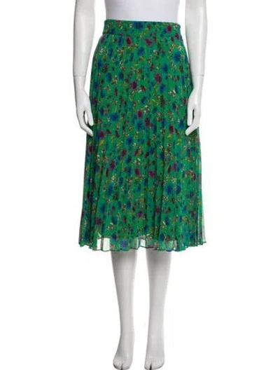 Pre-owned Sézane Floral Print Knee-length Skirt In Green