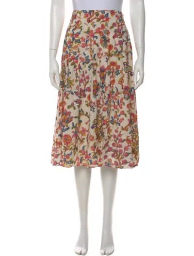 Pre-owned Sézane Floral Print Knee-length Skirt In Neutral