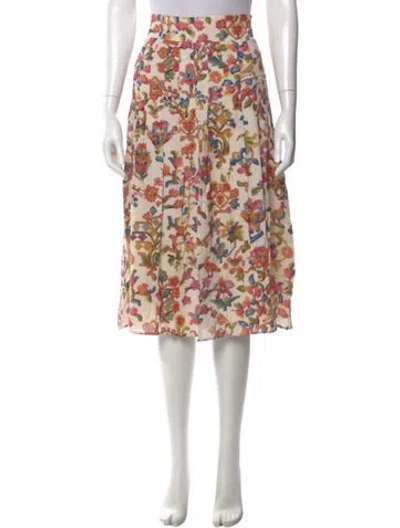 Pre-owned Sézane Floral Print Knee-length Skirt W/ Tags In Neutral