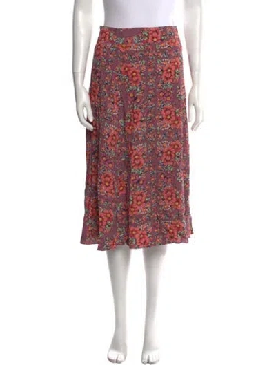 Pre-owned Sézane Floral Print Knee-length Skirt W/ Tags In Purple