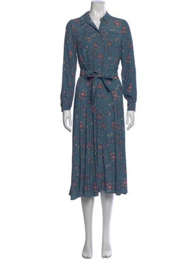 Pre-owned Sézane Floral Print Long Dress In Blue