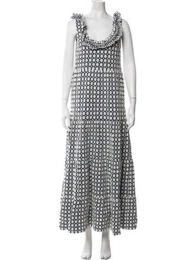 Pre-owned Sézane Floral Print Long Dress In Blue