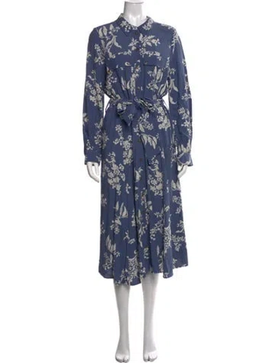 Pre-owned Sézane Floral Print Long Dress In Blue