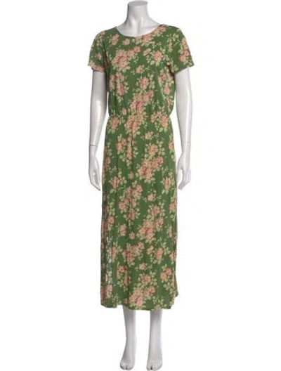 Pre-owned Sézane Floral Print Long Dress In Green