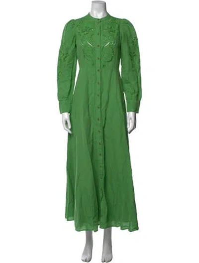 Pre-owned Sézane Floral Print Long Dress In Green