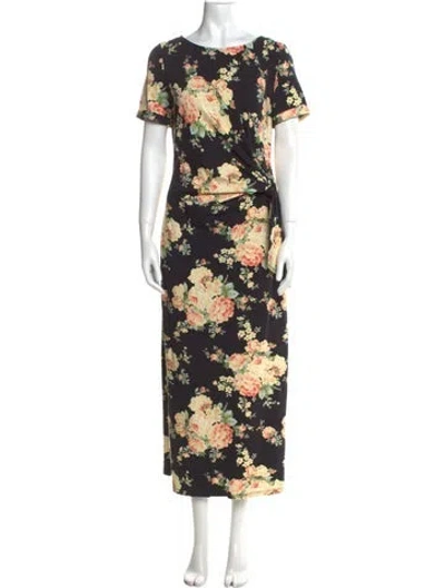 Pre-owned Sézane Floral Print Long Dress In Multi