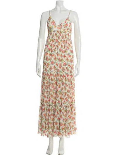 Pre-owned Sézane Floral Print Long Dress In Neutral