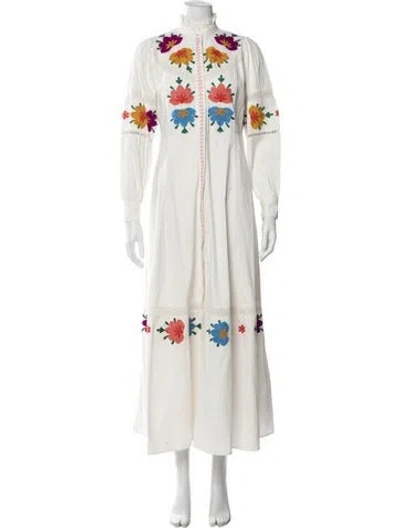 Pre-owned Sézane Floral Print Long Dress In Neutral