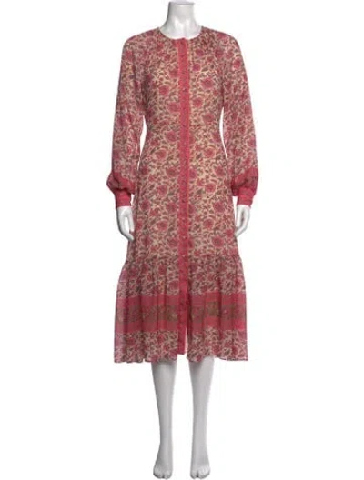 Pre-owned Sézane Floral Print Long Dress In Neutral