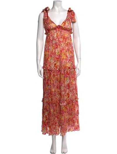 Pre-owned Sézane Floral Print Long Dress W/ Tags In Pink