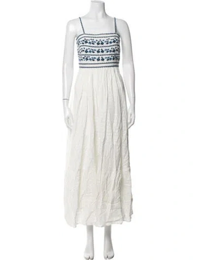 Pre-owned Sézane Floral Print Long Dress In White