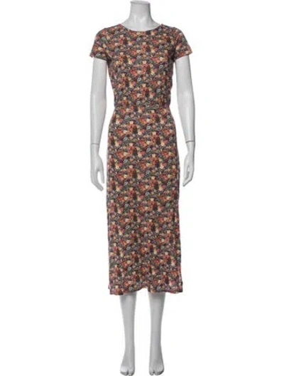 Pre-owned Sézane Floral Print Long Dress In Yellow
