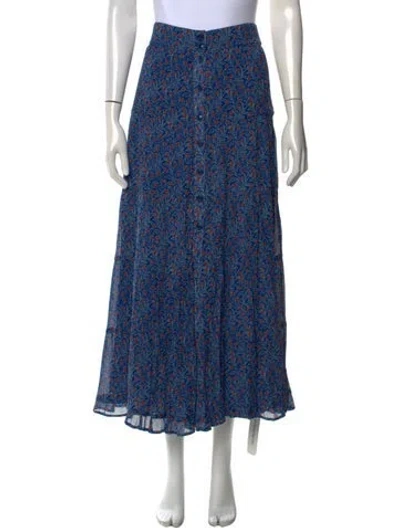 Pre-owned Sézane Floral Print Long Skirt In Blue