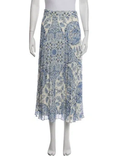 Pre-owned Sézane Floral Print Long Skirt In Blue