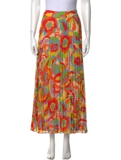Pre-owned Sézane Floral Print Long Skirt In Neutrals/orange