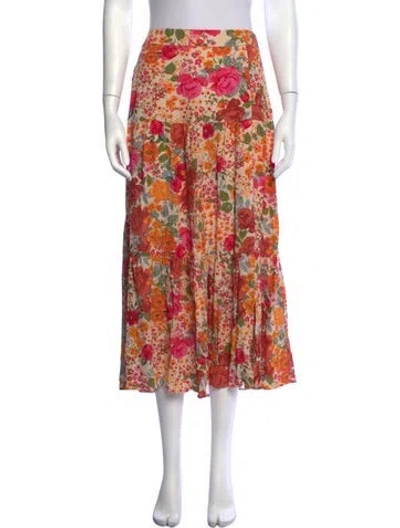 Pre-owned Sézane Floral Print Long Skirt In Pink