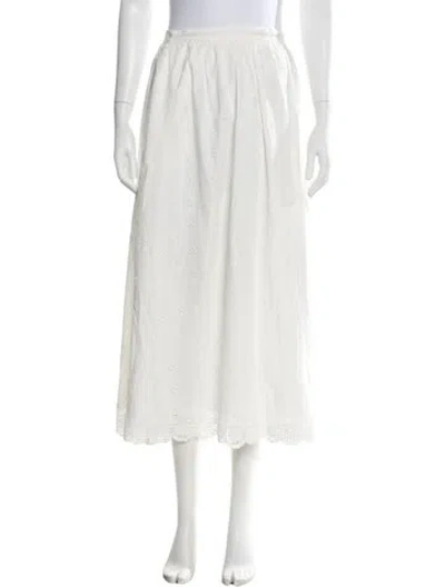 Pre-owned Sézane Floral Print Long Skirt In White
