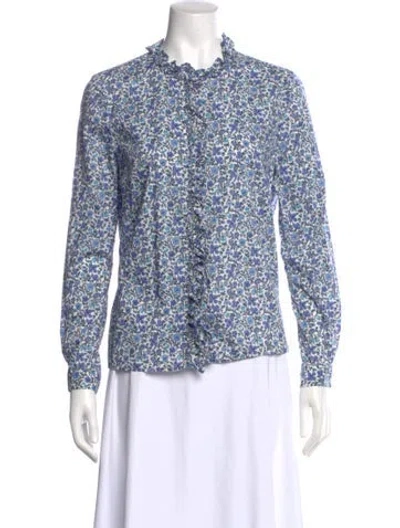 Pre-owned Sézane Floral Print Long Sleeve Blouse In Multi