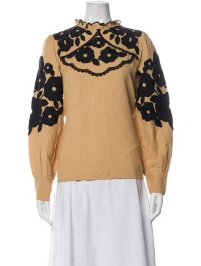 Pre-owned Sézane Floral Print Long Sleeve Blouse In Multi