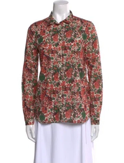 Pre-owned Sézane Floral Print Long Sleeve Blouse In Multi