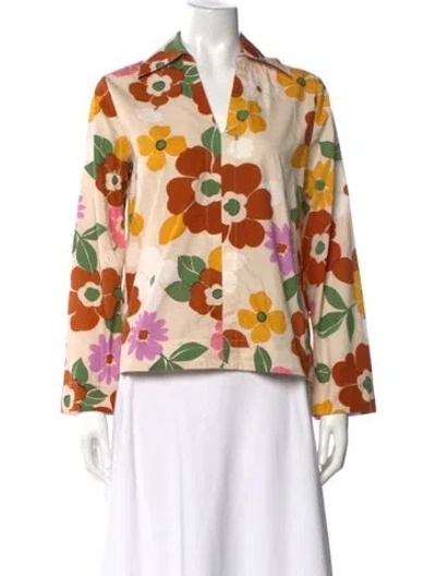 Pre-owned Sézane Floral Print Long Sleeve Blouse In Multi