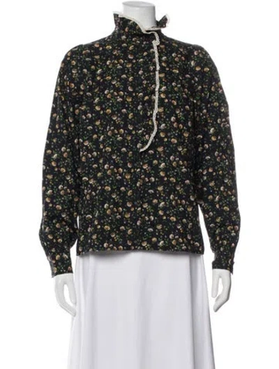 Pre-owned Sézane Floral Print Long Sleeve Blouse In Multi