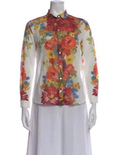 Pre-owned Sézane Floral Print Long Sleeve Blouse In Multi