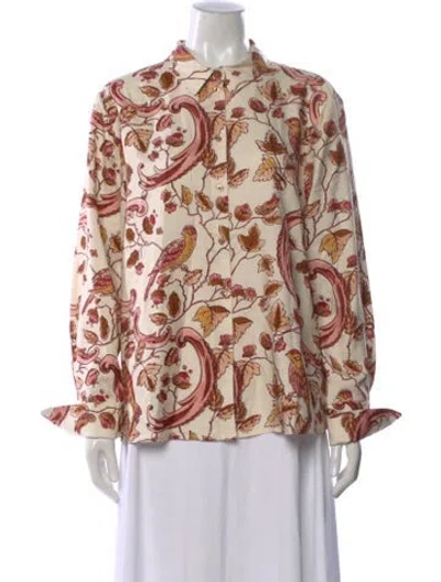 Pre-owned Sézane Floral Print Long Sleeve Blouse In Multi
