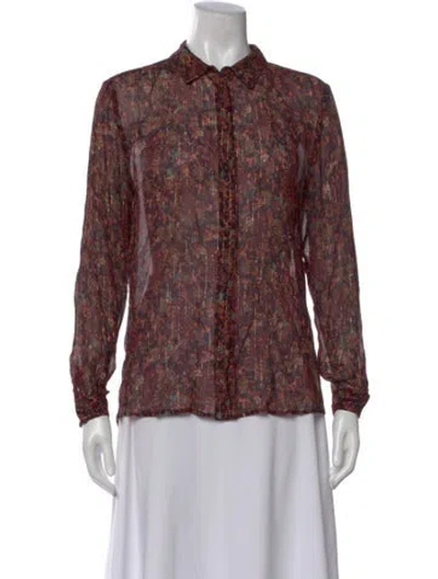 Pre-owned Sézane Floral Print Long Sleeve Blouse In Multi