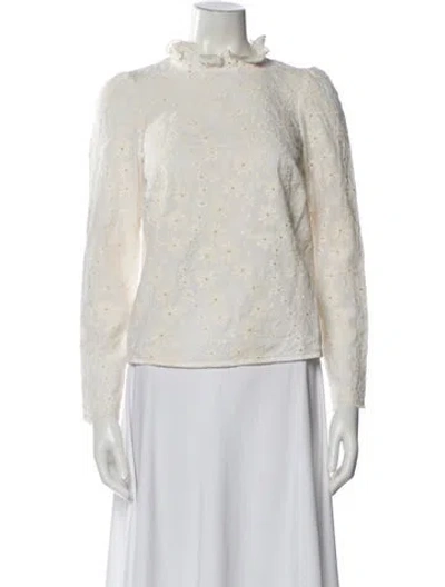 Pre-owned Sézane Floral Print Long Sleeve Blouse In Neutral