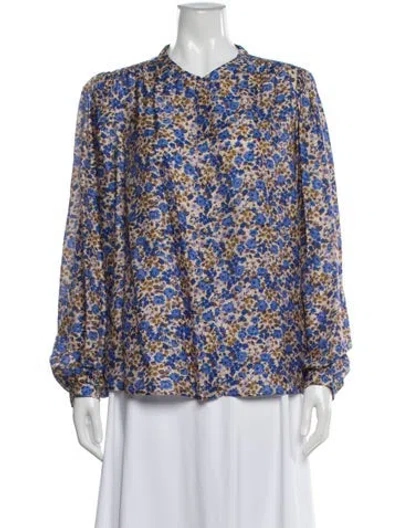 Pre-owned Sézane Floral Print Long Sleeve Blouse In Neutral