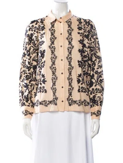 Pre-owned Sézane Floral Print Long Sleeve Blouse In Neutral
